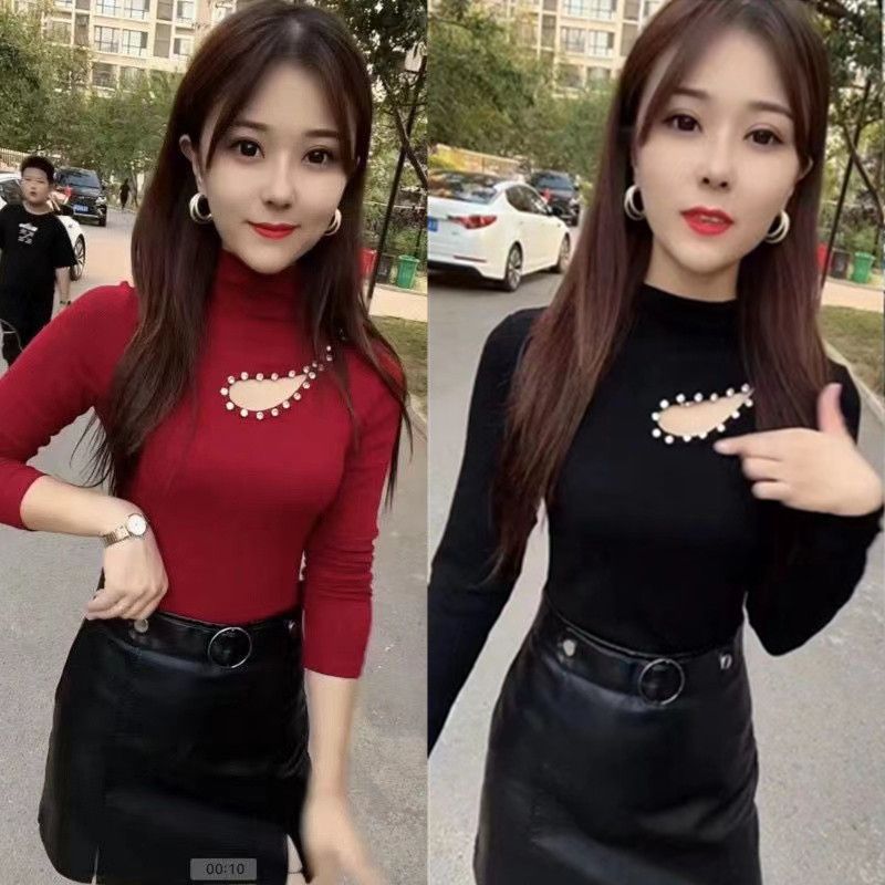 Internet Celebrity 2023 Long-Sleeved Bottoming Shirt Women'S Fashionable Slim T-Shirt Slimming Diamond-Embedded All-Matching Top - Image 2