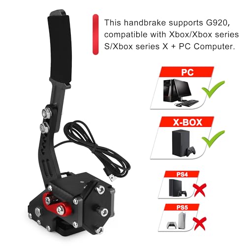 ANDO RACING Upgrade 2-in-1 64 Bit USB Handbrake for G920 Compatible with Xbox/Xbox series S/Xbox series X + PC Computer System for Simulated Racing Games with Non-Contact Plus Hall Sensor and Clamp(Black) - Image 2