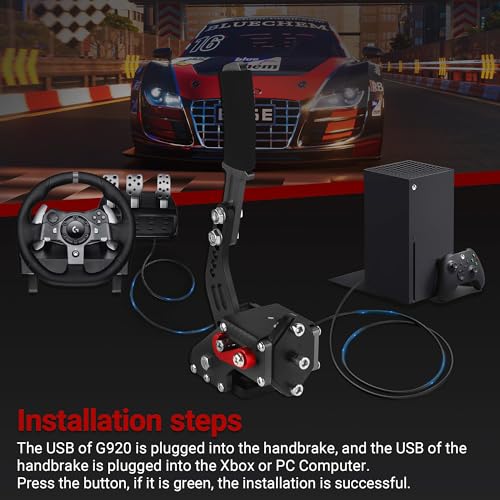 ANDO RACING Upgrade 2-in-1 64 Bit USB Handbrake for G920 Compatible with Xbox/Xbox series S/Xbox series X + PC Computer System for Simulated Racing Games with Non-Contact Plus Hall Sensor and Clamp(Black) - Image 4