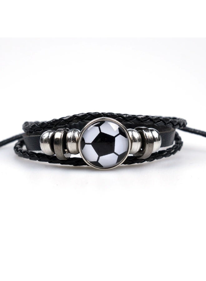 Goolsky Soccer Bracelet for Fans – Fashion Punk Leather Cuff with Retro Beads, Adjustable Sports Wristband Jewelry for Men & Women - Image 1