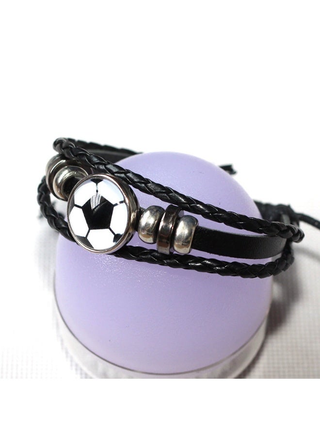 Goolsky Soccer Bracelet for Fans – Fashion Punk Leather Cuff with Retro Beads, Adjustable Sports Wristband Jewelry for Men & Women - Image 5