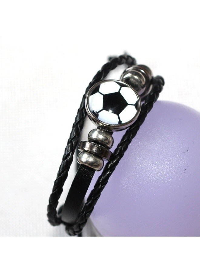Goolsky Soccer Bracelet for Fans – Fashion Punk Leather Cuff with Retro Beads, Adjustable Sports Wristband Jewelry for Men & Women - Image 2