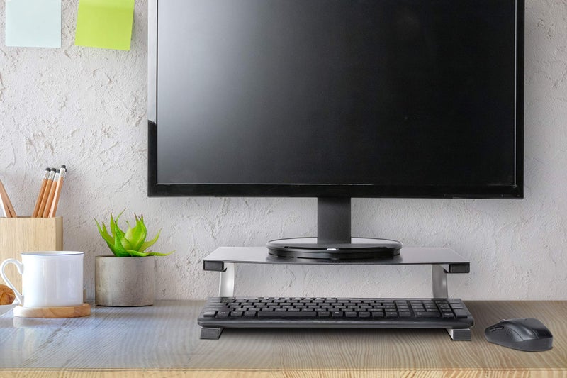 Allsop Redmond Monitor Stand, holds 40 lbs with keyboard storage space - Black (29248) - Image 2