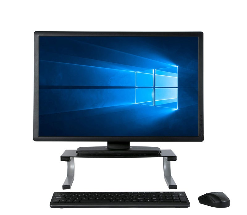 Allsop Redmond Monitor Stand, holds 40 lbs with keyboard storage space - Black (29248) - Image 1