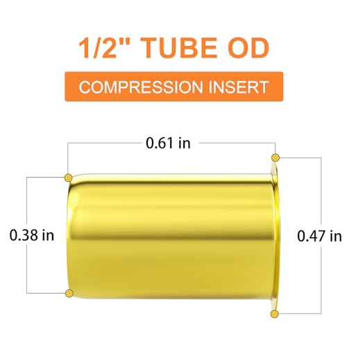 GASHER 100PCS Brass Compression Fitting Brass Compression Insert Tube Support 12 Tube OD - Image 3