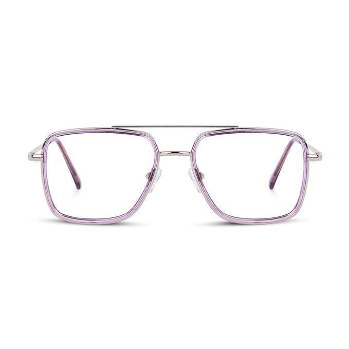 Dervin Blue Light Blocking Blue Cut Zero Power anti-glare Retro Square Eyeglasses, Frame for Eye Protection from UV by Computer/Tablet/Mobile/Laptop (Purple) - Image 2