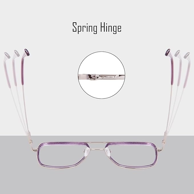 Dervin Blue Light Blocking Blue Cut Zero Power anti-glare Retro Square Eyeglasses, Frame for Eye Protection from UV by Computer/Tablet/Mobile/Laptop (Purple) - Image 4