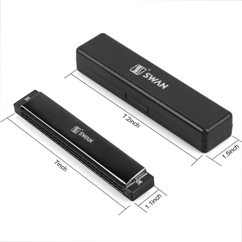 Swan هارمونيكا احترافية هارپ أرمونيكا مفتاح دو 24 ثقب بوليفوني دياتونيك أورغن فم مع حقيبة لموسيقى البلوز والفolk والجاز والبوب للطلاب والمعلمين والمبتدئين كهدية - Image 4