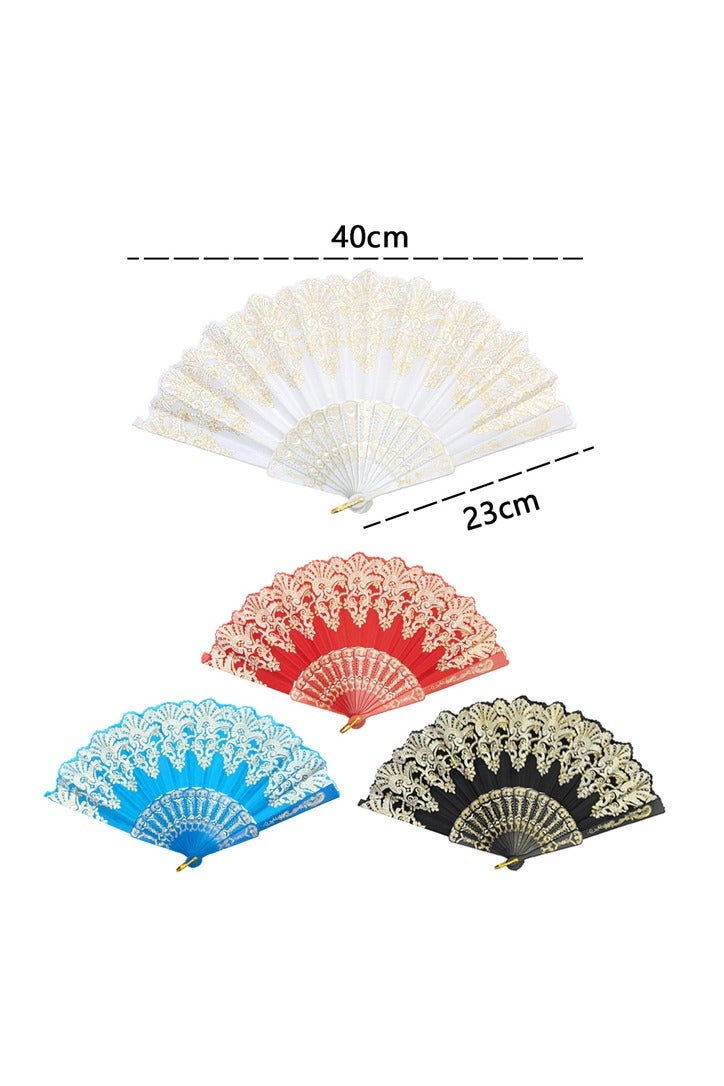 GUSGU 4 PCS Handheld Chinese Folding Fan Hand Fans for Women Foldable Bulk for Party Dancing Wedding and Home Decoration - Image 2