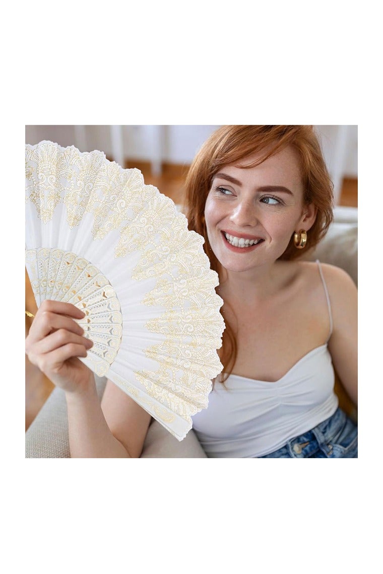 GUSGU 4 PCS Handheld Chinese Folding Fan Hand Fans for Women Foldable Bulk for Party Dancing Wedding and Home Decoration - Image 5