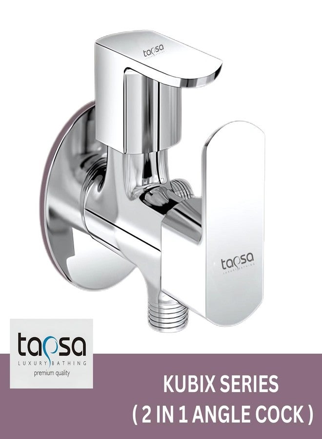 TAPSA LUXURY BATHING صنبور زاوية ثنائي الاتجاه من تابسا كوبيكس | صنبور زاوية 2 في 1 | صمام زاوية (عبوة من قطعة واحدة) للحمام/حوض الغسيل وصنابير المرحاض (لصنبور صحي وشطف) مع صمام زاوية مثبت على الحائط - Image 2