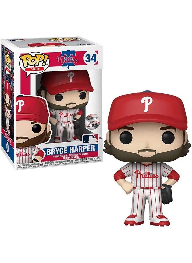 Funko - Bryce Harper Philadelphia Phillies White Jersey 34 Pop Sports Mlb Action Figure (Bundled With Ecotek Pop Protector To Protect Display Box) - Image 1