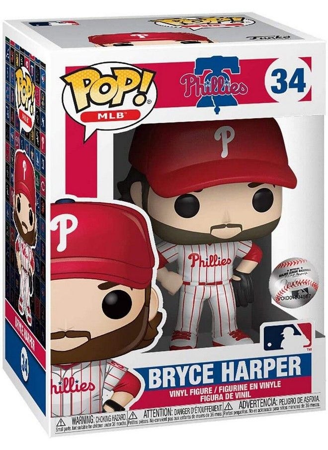 Funko - Bryce Harper Philadelphia Phillies White Jersey 34 Pop Sports Mlb Action Figure (Bundled With Ecotek Pop Protector To Protect Display Box) - Image 1