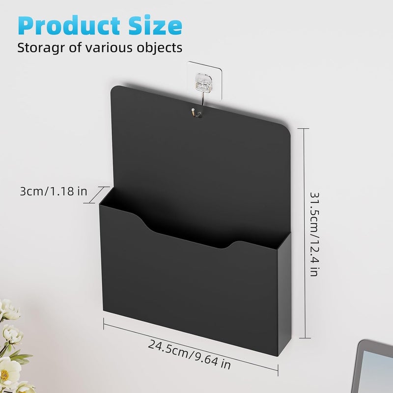 Marbrasse Magnetic File Holder - Magnetic Paper Holder, Pocket Organizer Office Supplies Storage Mail Organizer for Notebooks,Planners,Letter (Black) - Image 2