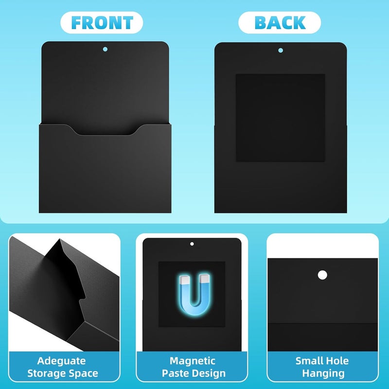 Marbrasse Magnetic File Holder - Magnetic Paper Holder, Pocket Organizer Office Supplies Storage Mail Organizer for Notebooks,Planners,Letter (Black) - Image 3