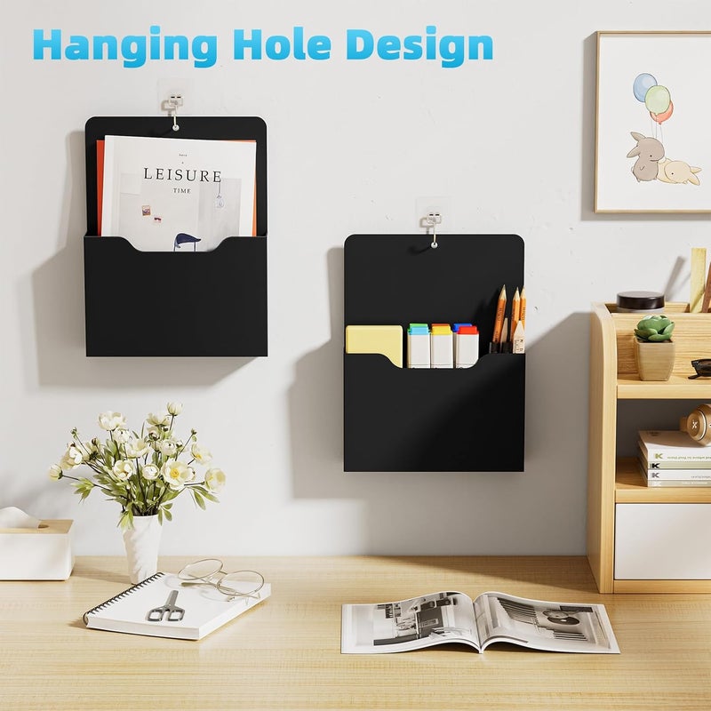 Marbrasse Magnetic File Holder - Magnetic Paper Holder, Pocket Organizer Office Supplies Storage Mail Organizer for Notebooks,Planners,Letter (Black) - Image 4