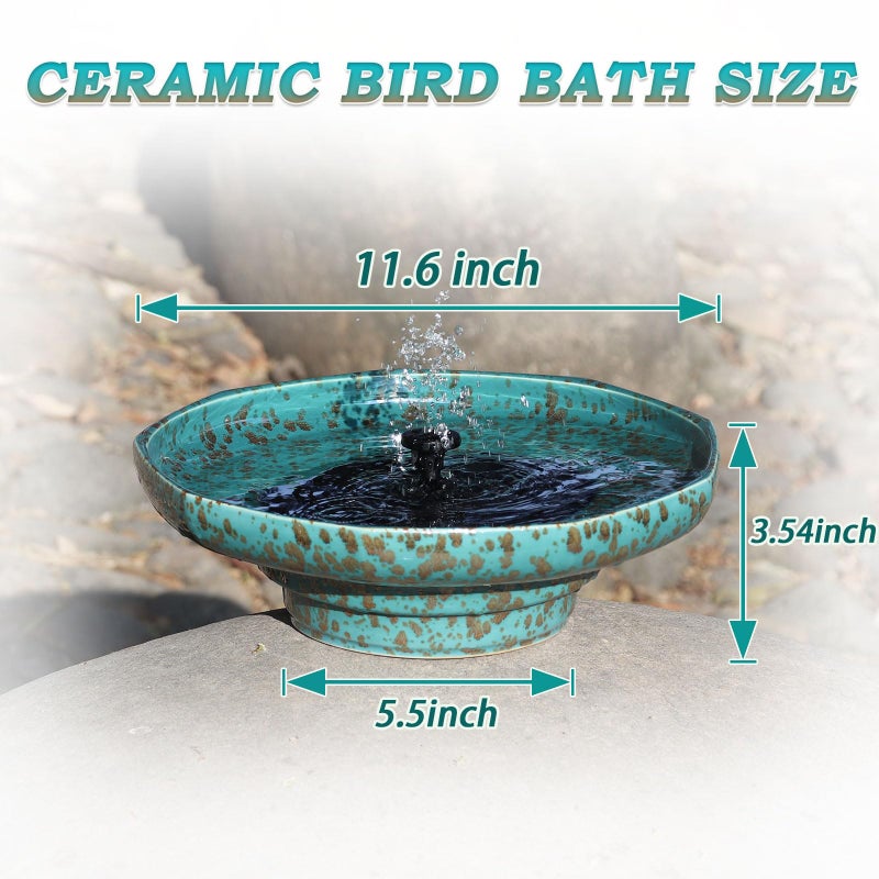 UPSJYJ Solar Fountain Ceramic Bird Bath,Bird Bath for Ourside,Outdoor Fountain Bird Bath,Garden and Home DÃ©cor - Image 3