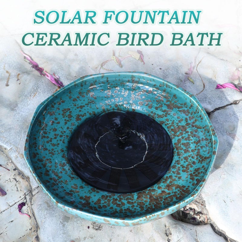 UPSJYJ Solar Fountain Ceramic Bird Bath,Bird Bath for Ourside,Outdoor Fountain Bird Bath,Garden and Home DÃ©cor - Image 5