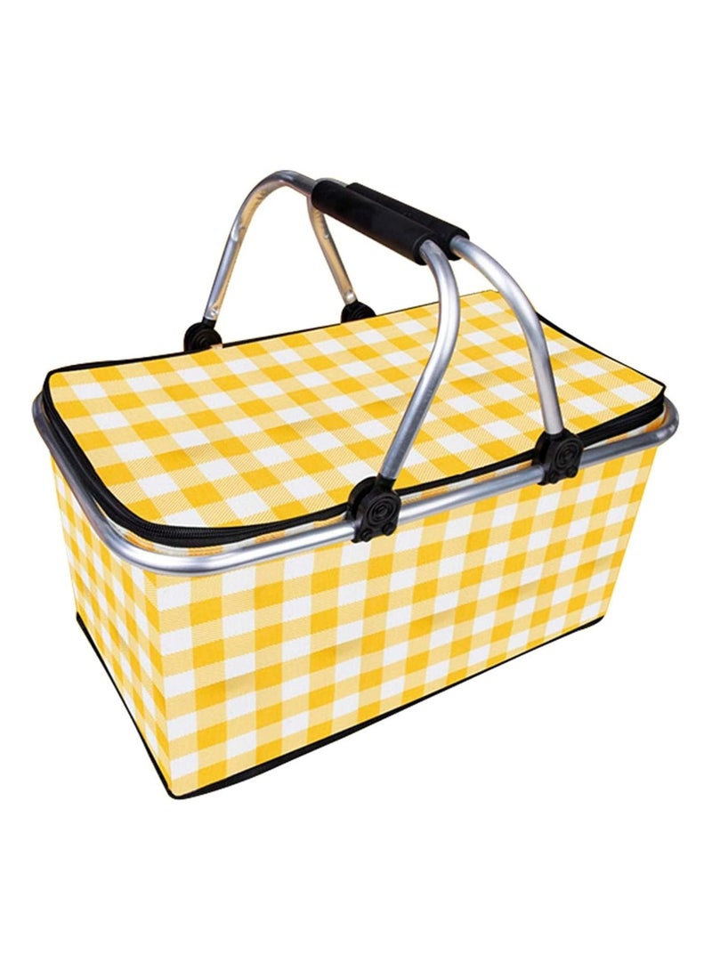 Generic Foldable Picnic Basket,Leak Proof Collapsible Cooler Bag With Lid Premium Insulated Organizer Storage Basket For Outdoor Adventures, Family Gatherings, Camping, Barbecue  - Image 1
