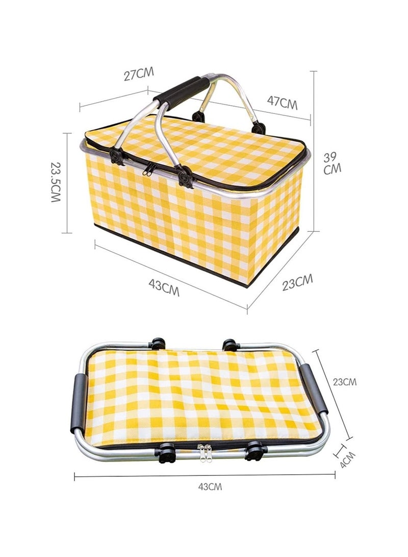 Generic Foldable Picnic Basket,Leak Proof Collapsible Cooler Bag With Lid Premium Insulated Organizer Storage Basket For Outdoor Adventures, Family Gatherings, Camping, Barbecue  - Image 2