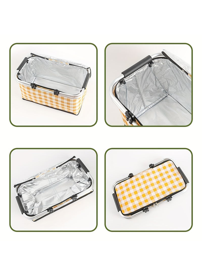 Generic Foldable Picnic Basket,Leak Proof Collapsible Cooler Bag With Lid Premium Insulated Organizer Storage Basket For Outdoor Adventures, Family Gatherings, Camping, Barbecue  - Image 5