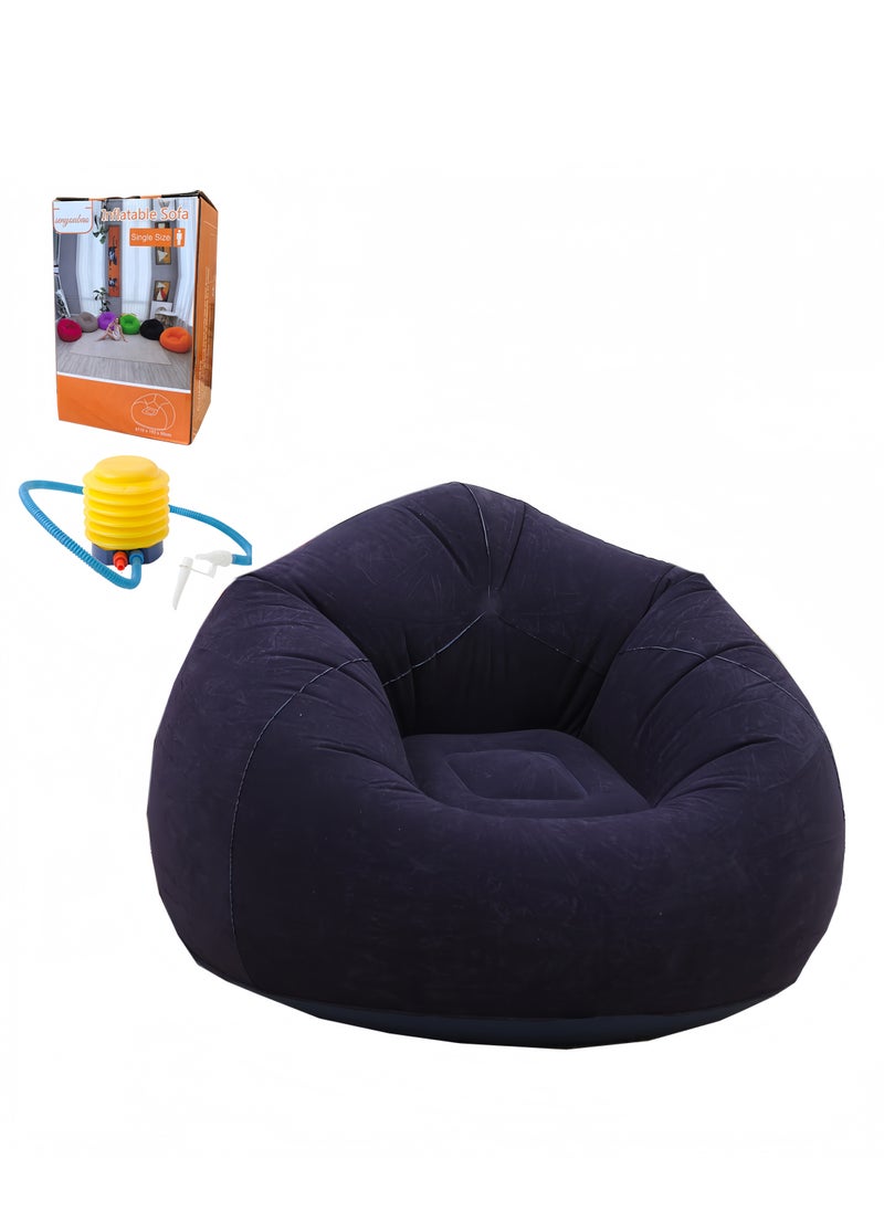 Lee Yon Inflatable Bean Bag Chair with air pump,Portable Foldable Lazy Sofa Lounger,Washable Couch Indoor Outdoor for Kids Adults, Blue，103 x 60 cm  - Image 1