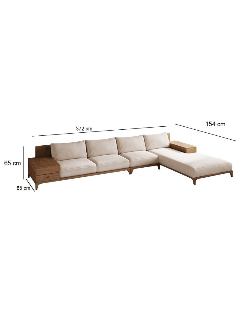 Mardod Saudi Corner Sofa with Storage Space Made of Natural Wood with Linen Fabric - Beige - MS_CCou_00011 - Image 3