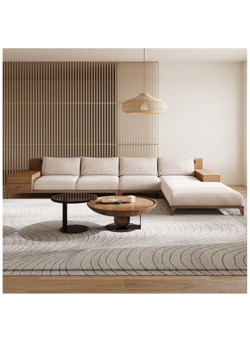 Mardod Saudi Corner Sofa with Storage Space Made of Natural Wood with Linen Fabric - Beige - MS_CCou_00011 - Image 2