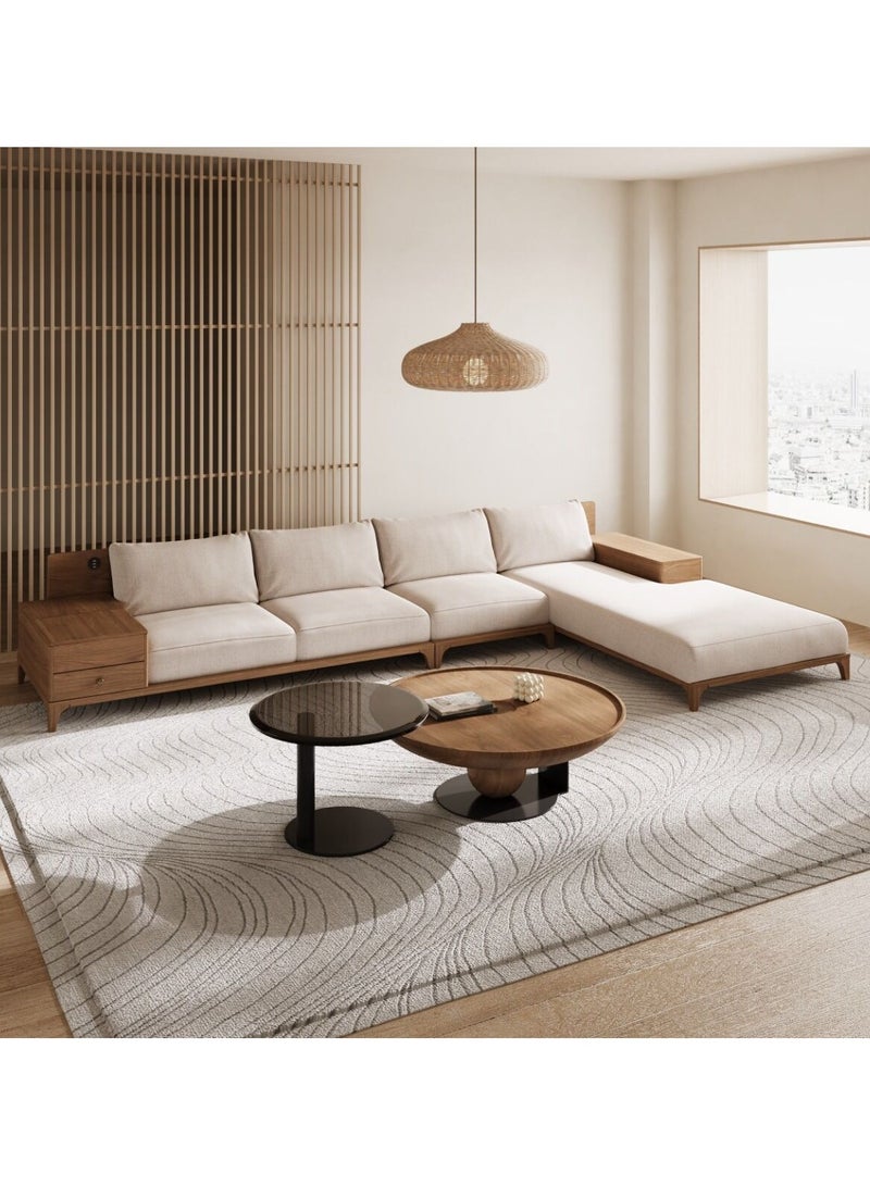 Mardod Saudi Corner Sofa with Storage Space Made of Natural Wood with Linen Fabric - Beige - MS_CCou_00011 - Image 1