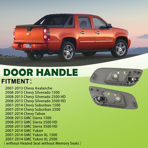 omoZone 2pcs Interior Door Handles Without Hole Front Left &Right Side Gray Titanium Compatible with 2007-2014 Chevrolet Chevy Silverado 1500 2500 3500 Avalanche Suburban Tahoe, GMC Sierra Yukon - Image 3