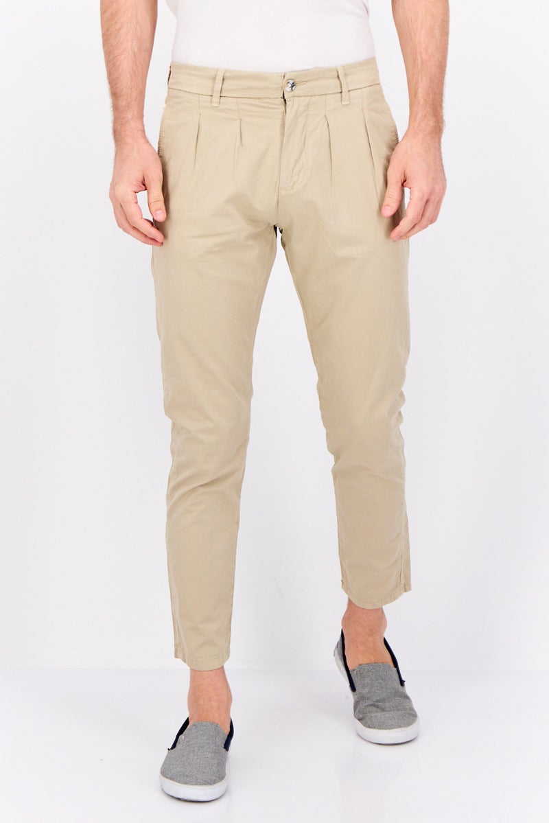 Sorbino Men Regular Fit Solid Straight Leg Pants, Beige  - Image 1