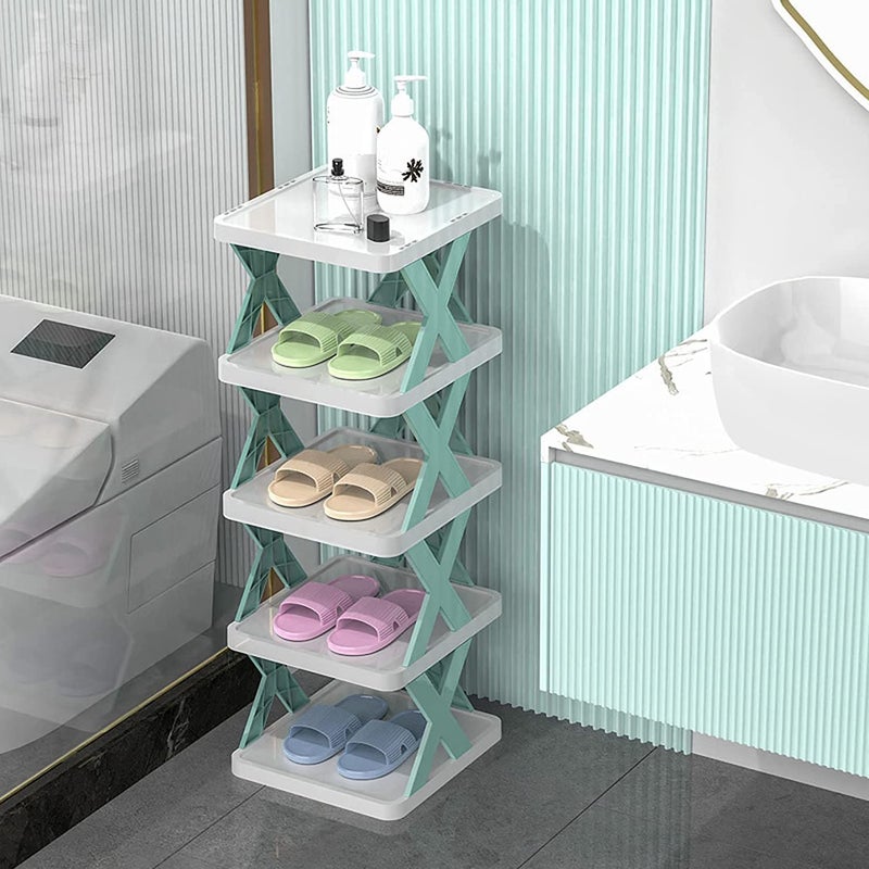 Dweezhet 5 Layer Shoe Stand Stackable Shoe Storage Stand Foldable Shoe Cabinet Shoe Rack Shoe Rack For Bedroom Entryway Portable Space Saving Rack Space Saving Shoe Organizer - Image 1