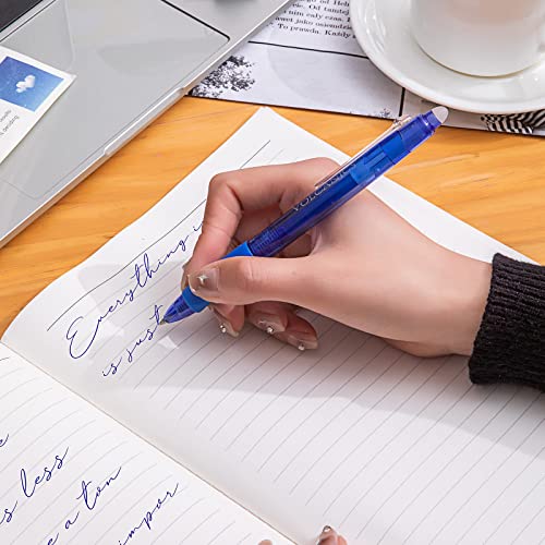 Volcanics Retractable Clicker Erasable Gel Pens - 0.7mm Ball Point, Heat Erase with Built-in Eraser, 12 Pack Blue - Image 3