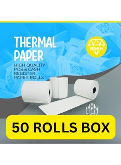 FATI ACCESSORIES 80x80mm Thermal Paper Till Receipt Roll,  50 Rolls Box, EPOS Printer, POS Terminal,(65 Gsm)  - Image 2