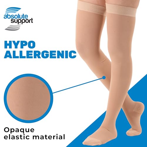 ABSOLUTE SUPPORT Plus Size Compression Thigh Highs for Women and Men 20-30mmHg - Over the Knee Compression Stockings for Swelling, Edema, Thrombosis, Embolism - Beige, 7X-Large - A203BE10 - Image 3