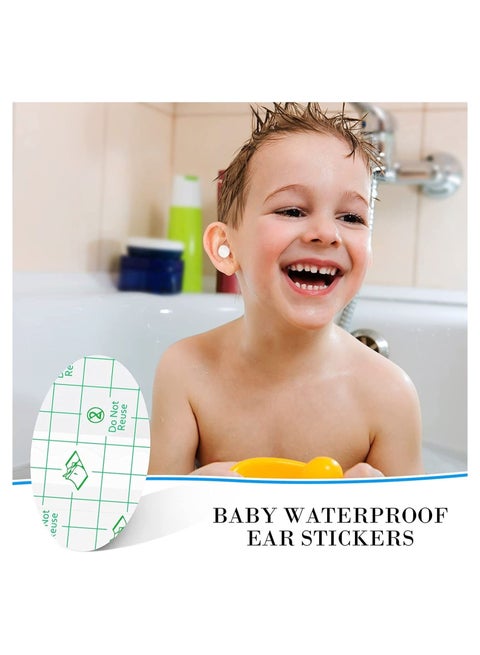 60 Pieces Baby Waterproof Ear Stickers Ear Covers for Swimming Shower Ear Protectors with Ear Plugs for Kids Newborn Disposable Ear Covers for Shower Surfing Snorkeling and Other Water Sports