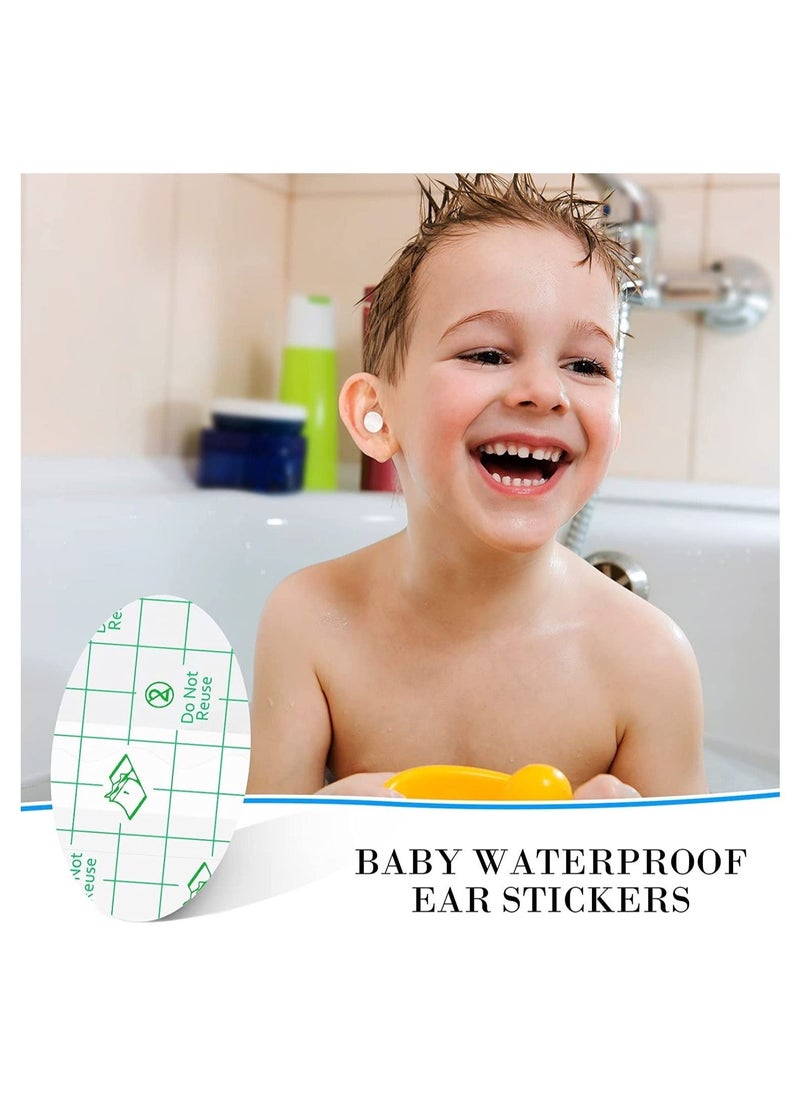 Generic 60 Pieces Baby Waterproof Ear Stickers Ear Covers for Swimming Shower Ear Protectors with Ear Plugs for Kids Newborn Disposable Ear Covers for Shower Surfing Snorkeling and Other Water Sports  - Image 1