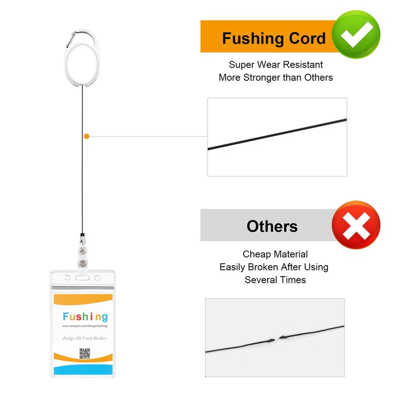 Fushing 20Pcs Retractable ID Badge Holders ID Badge Reels with Clip Retractable Badge Holders for Office Worker Doctor Nurse(White) - Image 4