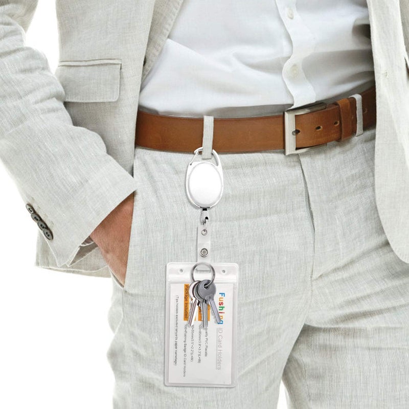 Fushing 20Pcs Retractable ID Badge Holders ID Badge Reels with Clip Retractable Badge Holders for Office Worker Doctor Nurse(White) - Image 5