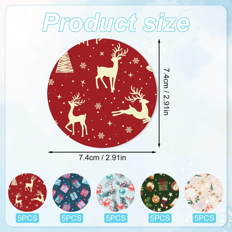 XIHIRCD 25pcs Sensor Covers, Christmas Theme Tape Waterproof Sensor Patches Stickers 5 Patterns Non-Woven Fabric Sensor Adhesive Patches for CGM Libre 2 or 3 Overpatch - Image 2