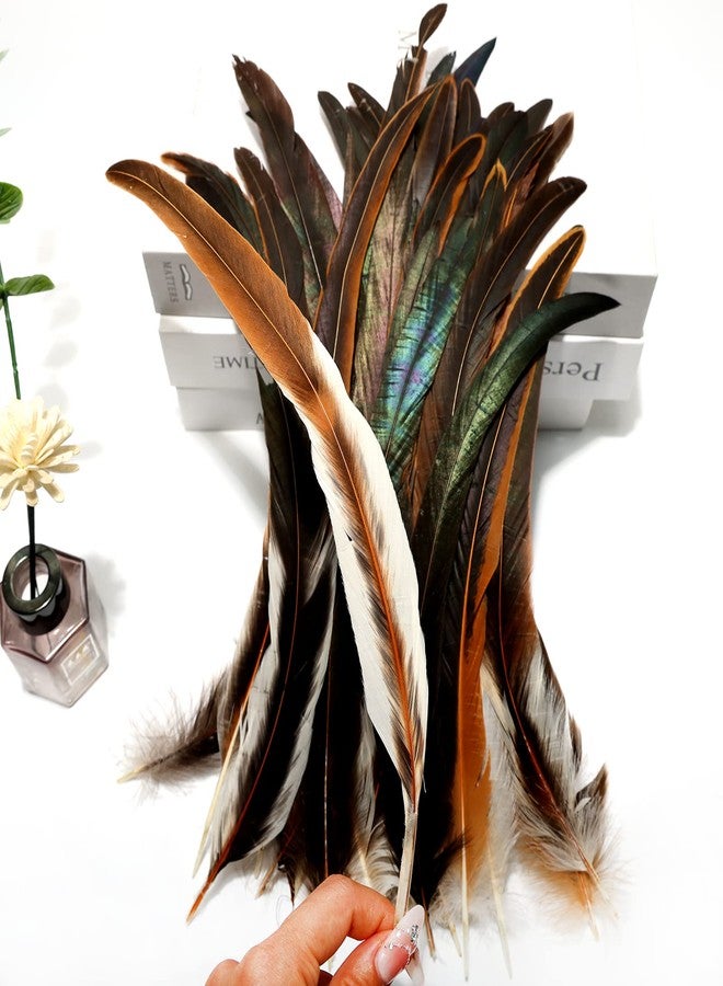 THARAHT 50PCS Rooster Coque Tail Feathers Bulk Natural 12-14Inch 30-35cm for Crafting Wedding Gras Masquerade Party Performances DIY Decoration Rooster Tail Feather,Natural - Image 4