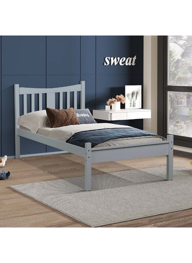 DANUBE HOME - Derby Solo 90X200 Solidwood Single Bed Sturdy Modern Design Wooden Single Bed Frame Furniture Quiet And Comfortable Bed (Mattress Not Included) Made In Malaysia L210Xw95Xh98Cm-Grey - Image 1