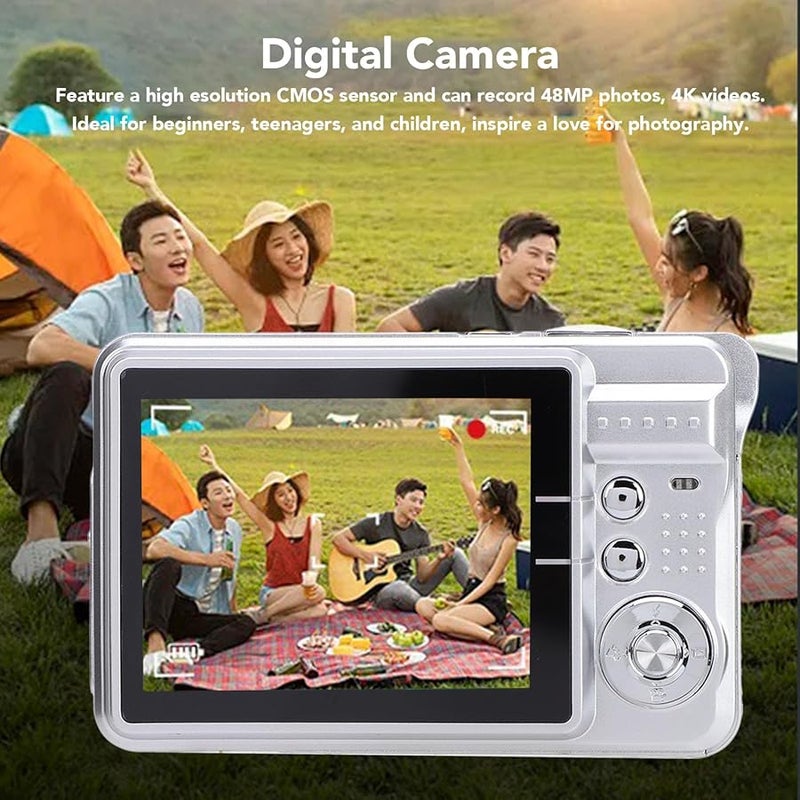 Silver 4K 48MP Autofocus Vlogging Camera 8X Zoom Anti Shake Compact Digital Camera - Image 5