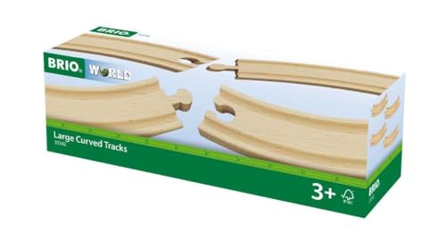 BRIO World 33342 - Large Curved Wooden Tracks | 4-Piece Toy Train Set Extension | Compatible with All BRIO Railway Toys | Safety Tested and Approved | Ideal for Kids Ages 3 and Up - Image 3