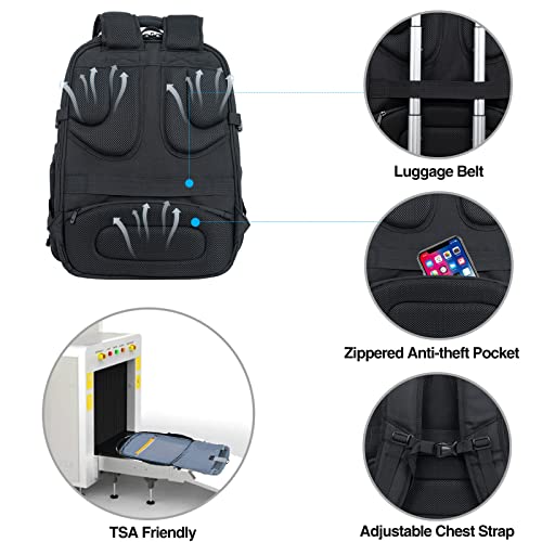 KROSER Travel Laptop Backpack 18.4 Inch XXXL Gaming Backpack with Hard Shell Saferoom RFID Pockets Water-Repellent Business College Daypack Stylish Laptop Bag for Men/Women-Black - Image 5