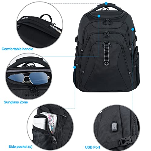KROSER Travel Laptop Backpack 18.4 Inch XXXL Gaming Backpack with Hard Shell Saferoom RFID Pockets Water-Repellent Business College Daypack Stylish Laptop Bag for Men/Women-Black - Image 4