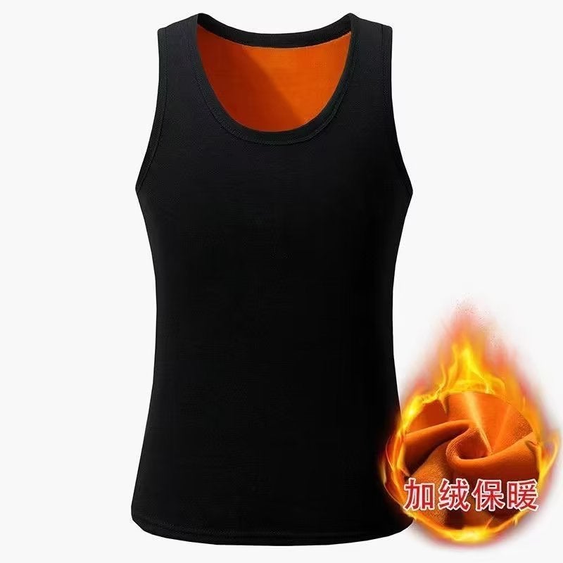 Winter Fleece-Lined Thickened Warm Vest Men'S Cotton Underwear Waistcoat Sports Plus Size Base Shirt Cold-Proof Crewneck Vest - Image 4