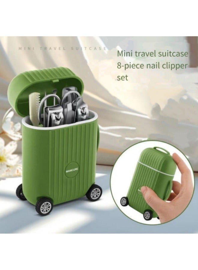 Generic 8 Piece Stainless Steel Nail Clippers Mini Luggage Nail Clipper Set Renovation Nail Tools Green  - Image 1