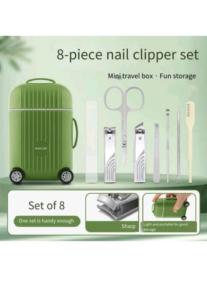 Generic 8 Piece Stainless Steel Nail Clippers Mini Luggage Nail Clipper Set Renovation Nail Tools Green  - Image 4