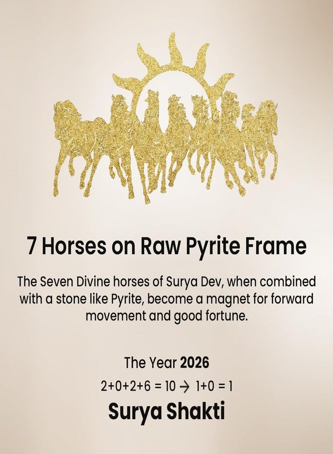 Astrotalk 7 Horses on Raw Pyrite Frame | Seven Horses Wall Decor Pyrite Stone Frame for Success & Fame | Vastu Items for Money Attraction | Wall Decor | Ideal Gift | 7.5x7.5 Inch | 1 Piece - Image 5